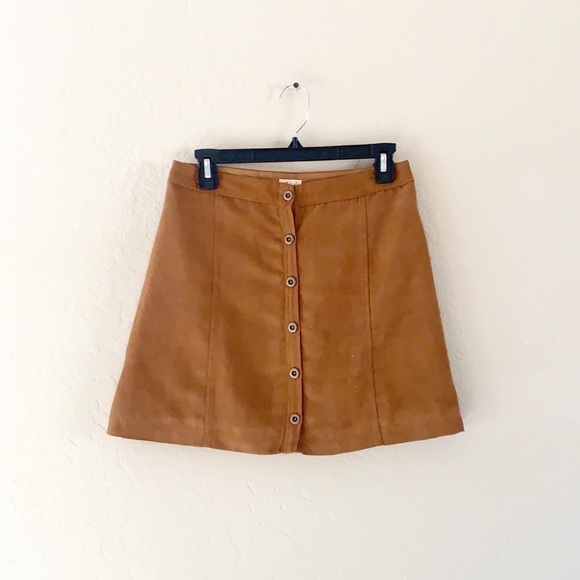 Hollister Brown‎ Suede Button Up Skirt - Picture 1 of 7